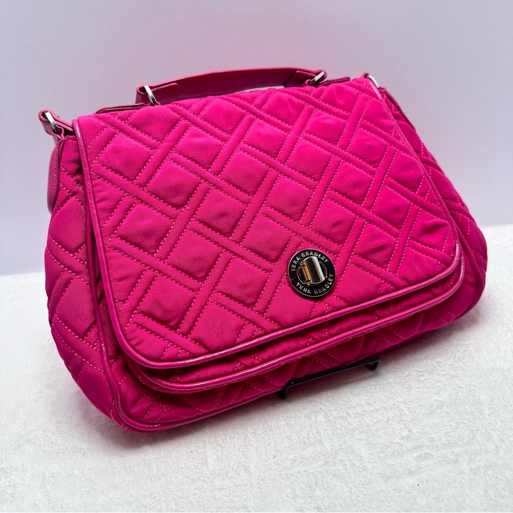 Vera Bradley Pink Quilted Shoulder Bag with Diamond Pattern